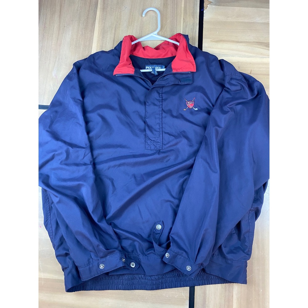 Polo Golf Ralph Lauren Mens Navy Blue Quarter Zip Windbreaker Jacket Large L